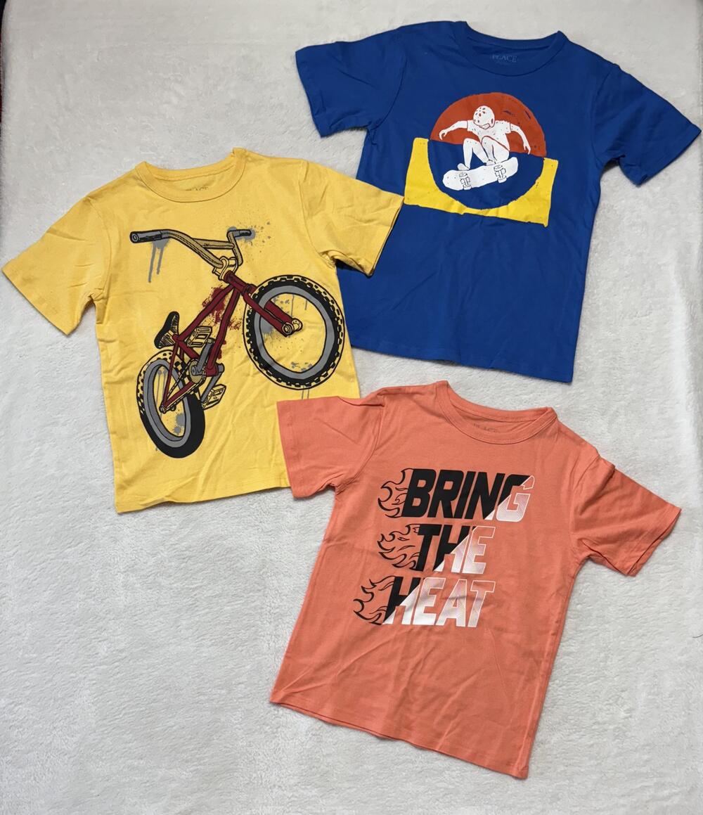 Childrens Place Shirts Youth Small 5/6 Skate Bike Bring The Heat Lot Boys 3 Pack